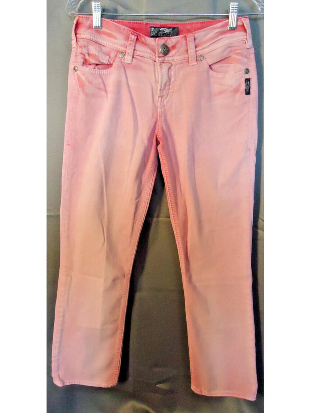 Silver Suki Capri Jeans Women's Size W28 Pink Sparkle Back Pockets Denim
